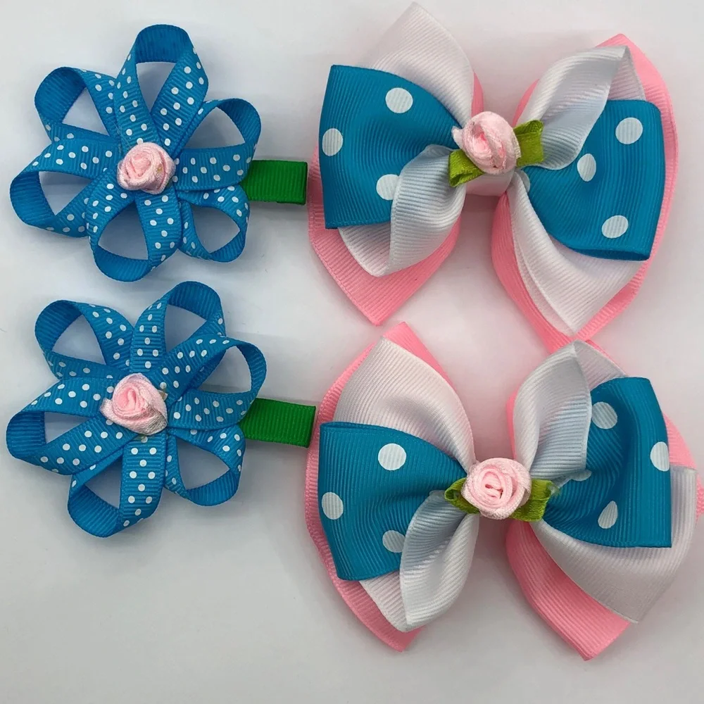 Bows for hair (set of four) alligator clips